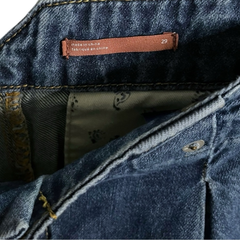 Anthropologie Pilcro The Pleated Baggy High Rise Jeans Wide Leg 29 Dark Wash - Picture 13 of 14